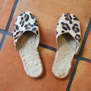 Sevilla Smith Salina Slippers Mules Leopard Ponyhair Shearling EU38 US7
